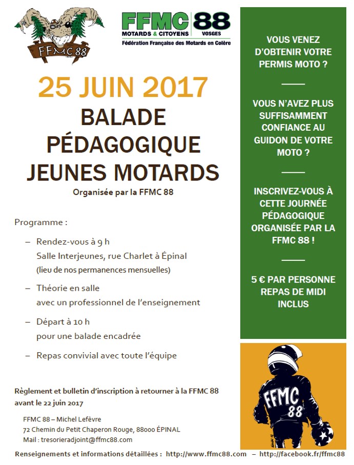 3e Balade pédagogique Jeunes Permis – 25/06/17 – Inscription